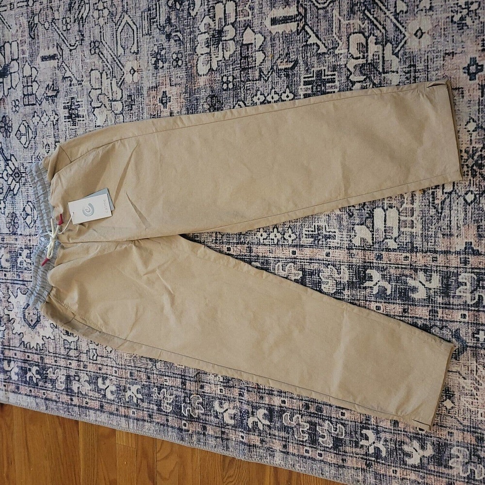 NWT Calme Johnny Was S Mix‎ Nylon Taper Leg Pant Tan 100475 - Picture 2 of 8